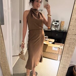 Elegant Brown Sleeveless Dress